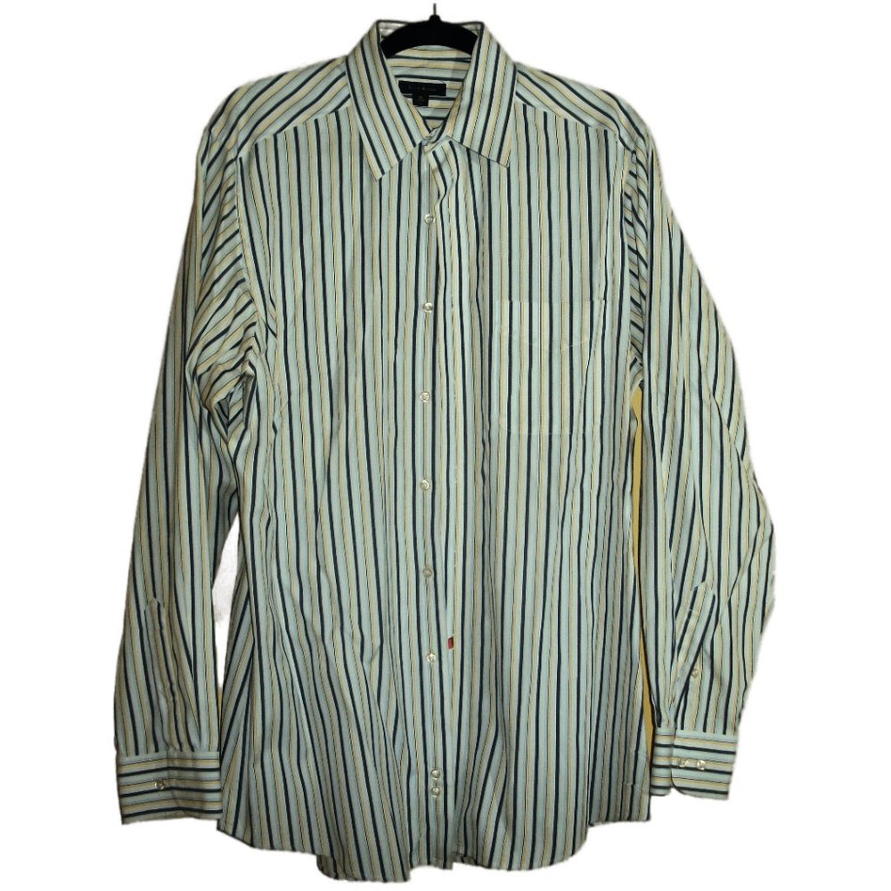 Club Room Men's Long Sleeve Striped Dress Shirt Size "L" Neck:16" Sleeve: 34/35"
